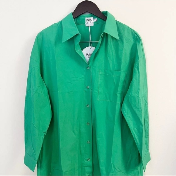 Princess Polly Green Button Front Shirt Dress Size 6 NEW Emersyn Collared - Picture 4 of 12